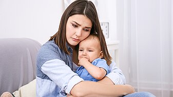 Depressieve moeder met baby