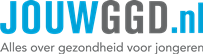 Logo Jouw GGD. Tekstuele toevoeging: alles over gezondheid voor jongeren